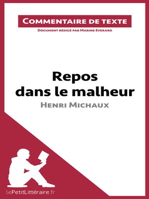 cover image of Repos dans le malheur d'Henri Michaux